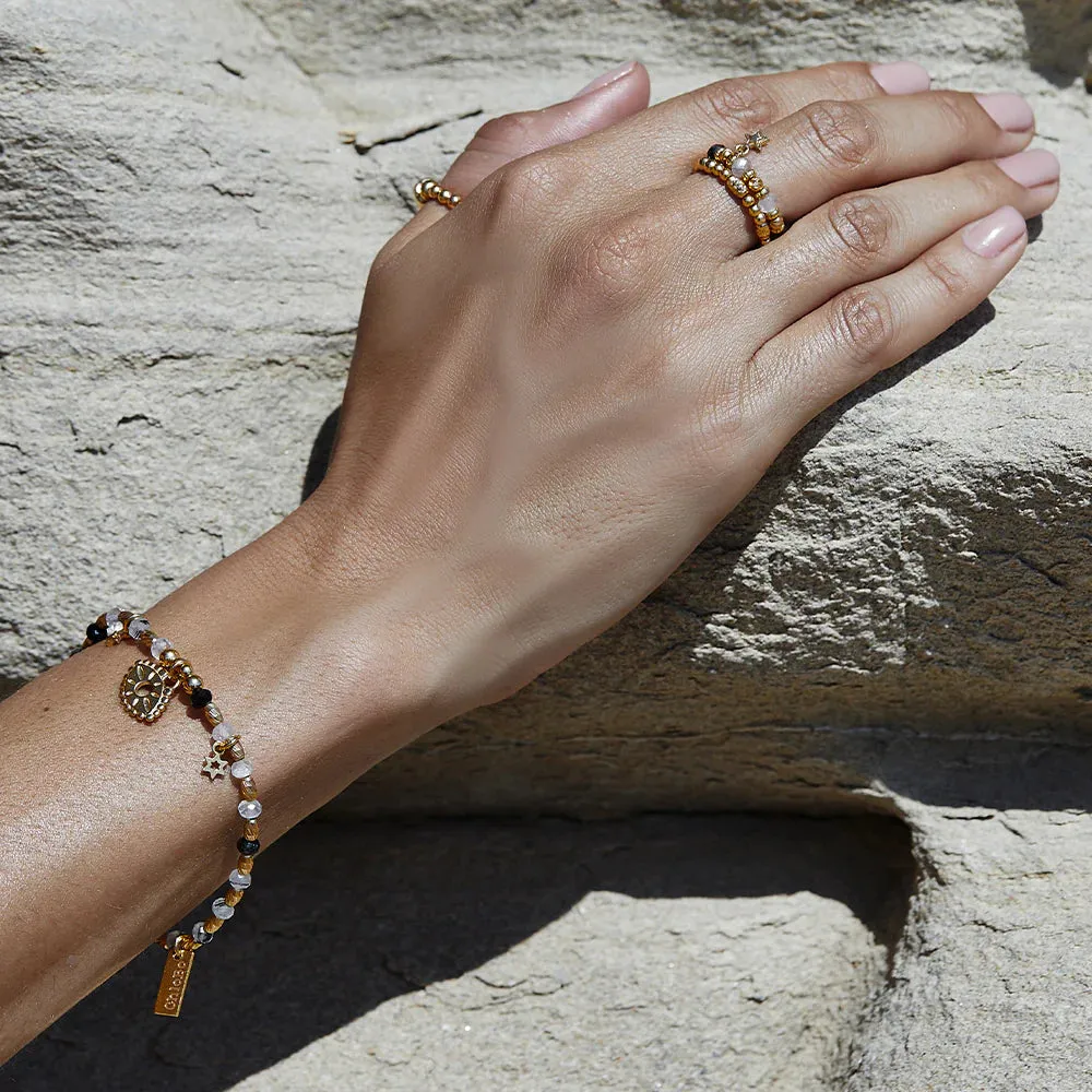 CHLOBO Gold Visionary Black Quartz Bracelet