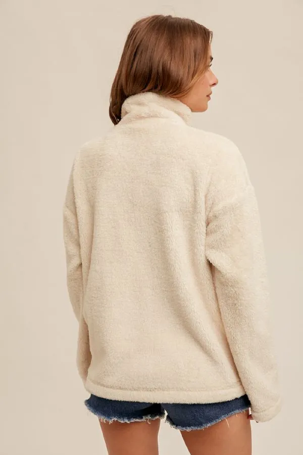 Cream Sherpa Zip Jacket