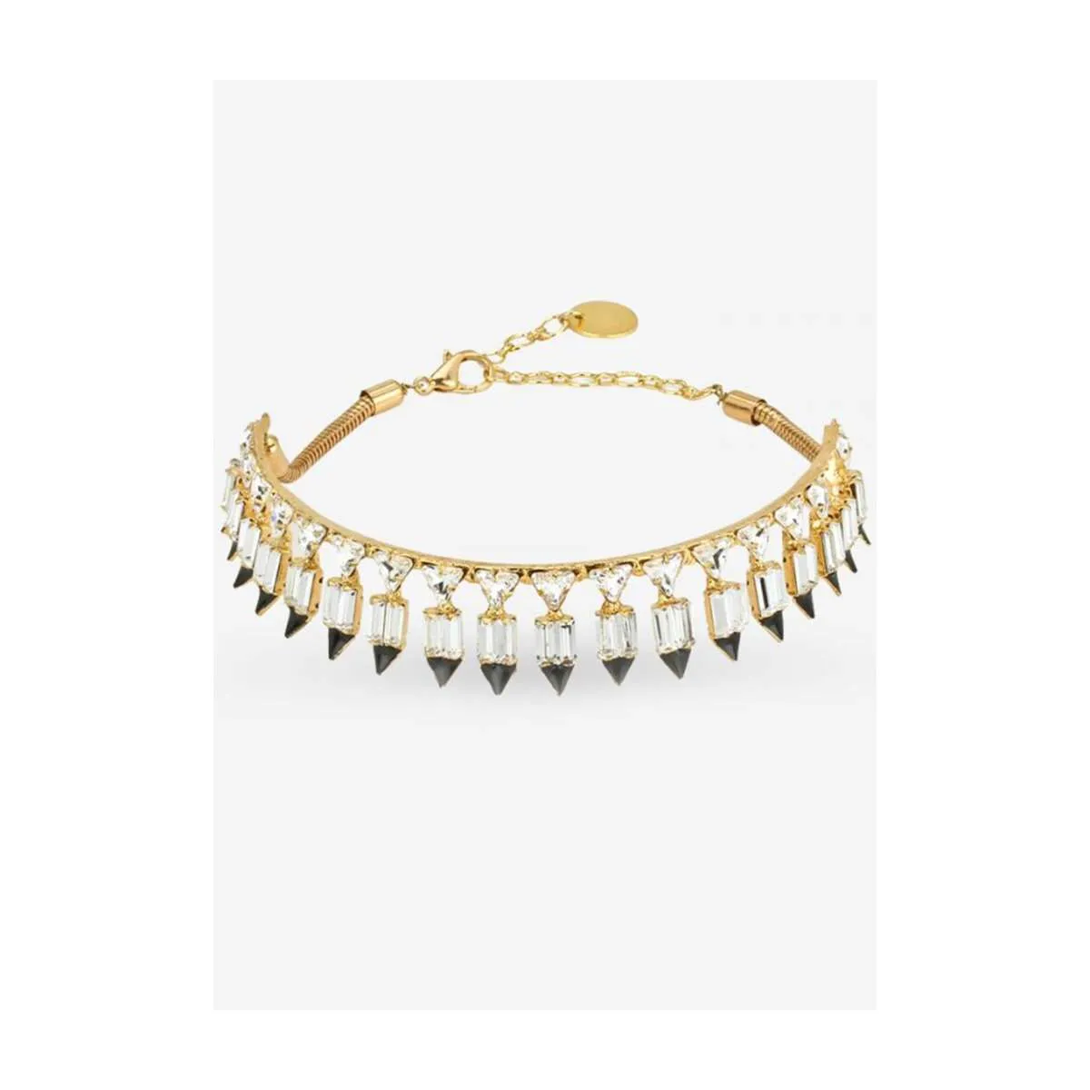 Gold-plated Choker With Crisp Cut Crystals In Monochromatic Color Scheme By Prerto