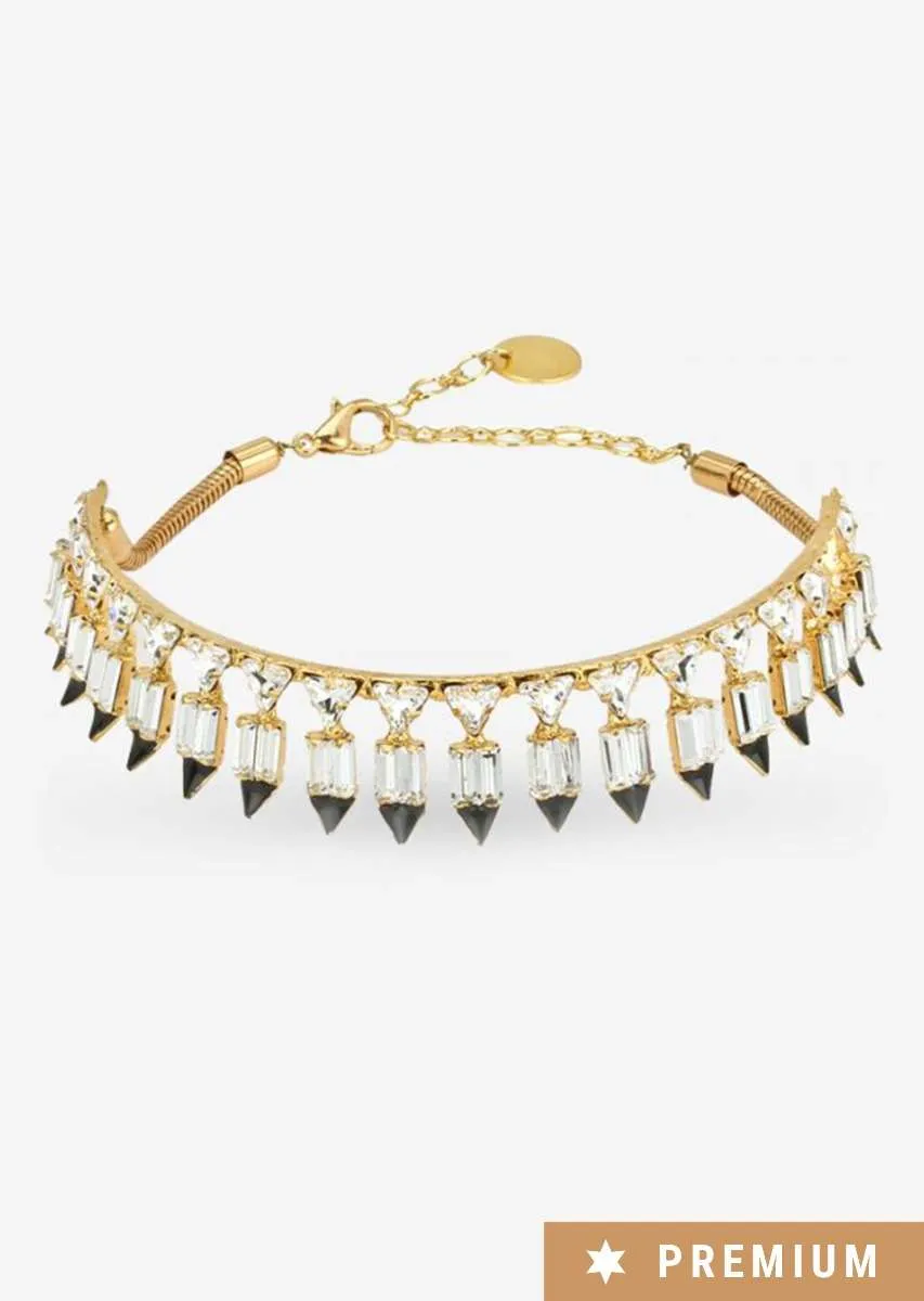 Gold-plated Choker With Crisp Cut Crystals In Monochromatic Color Scheme By Prerto