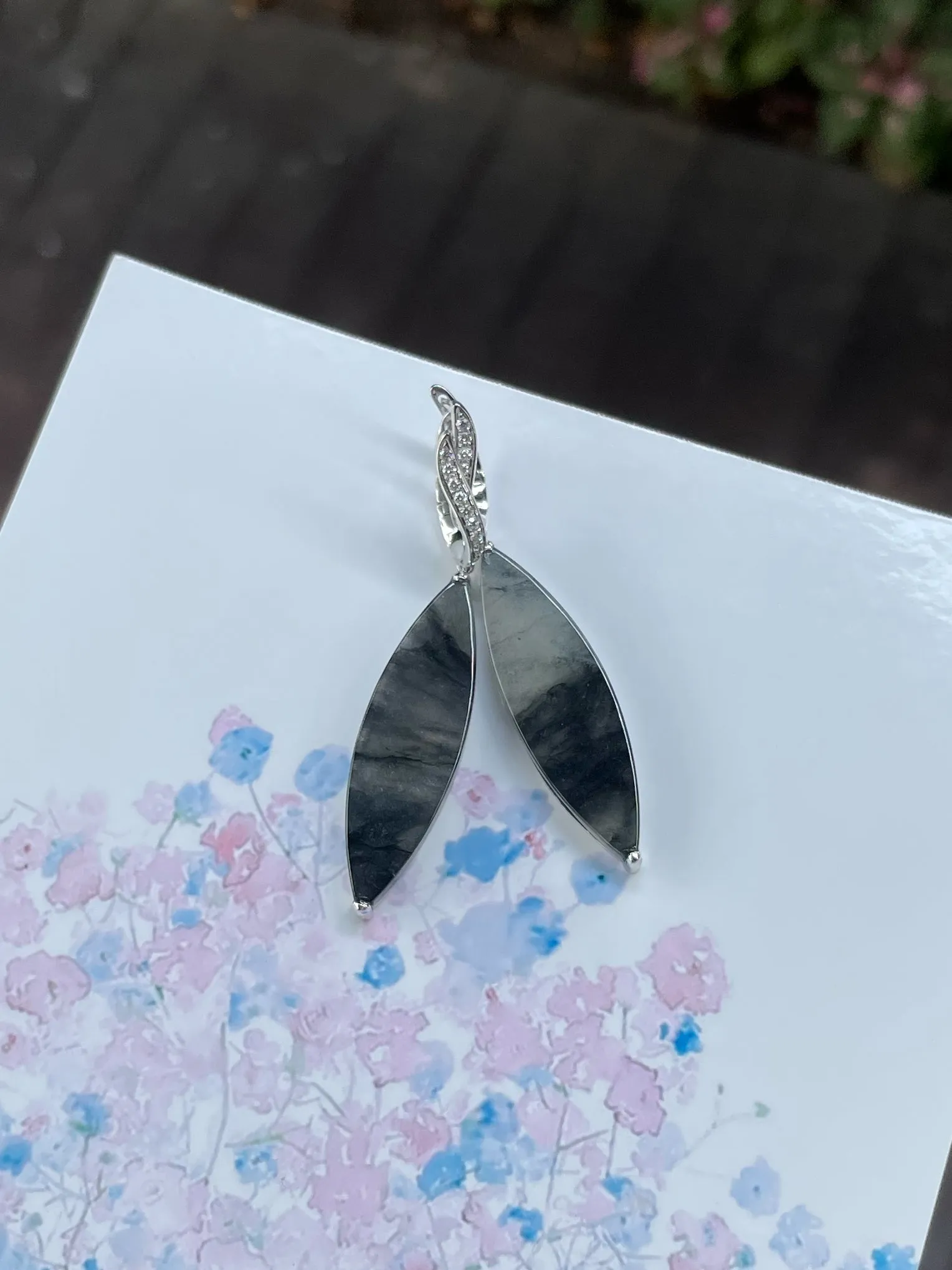 Icy Black Jadeite Earrings (NJE185)