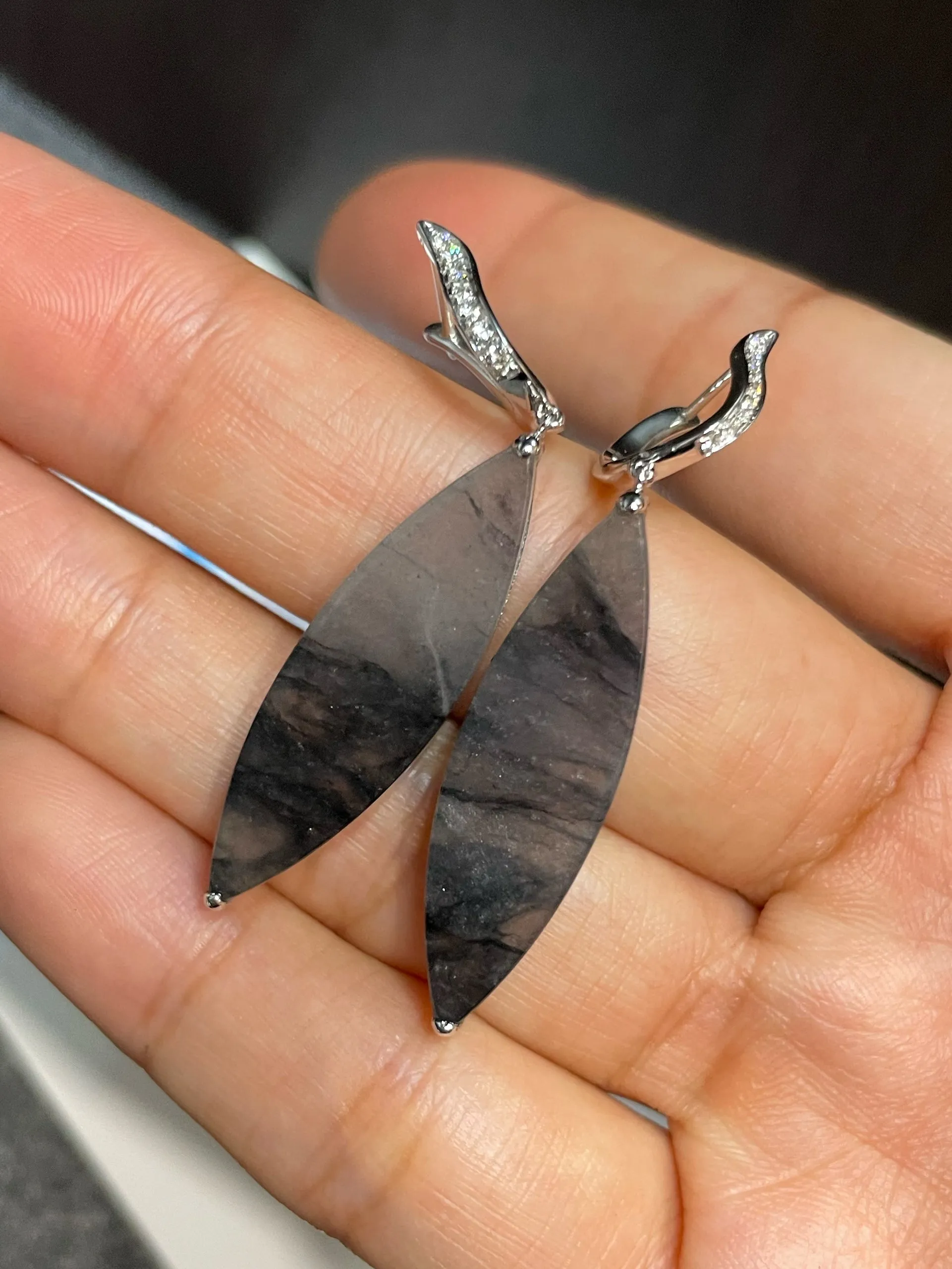 Icy Black Jadeite Earrings (NJE185)