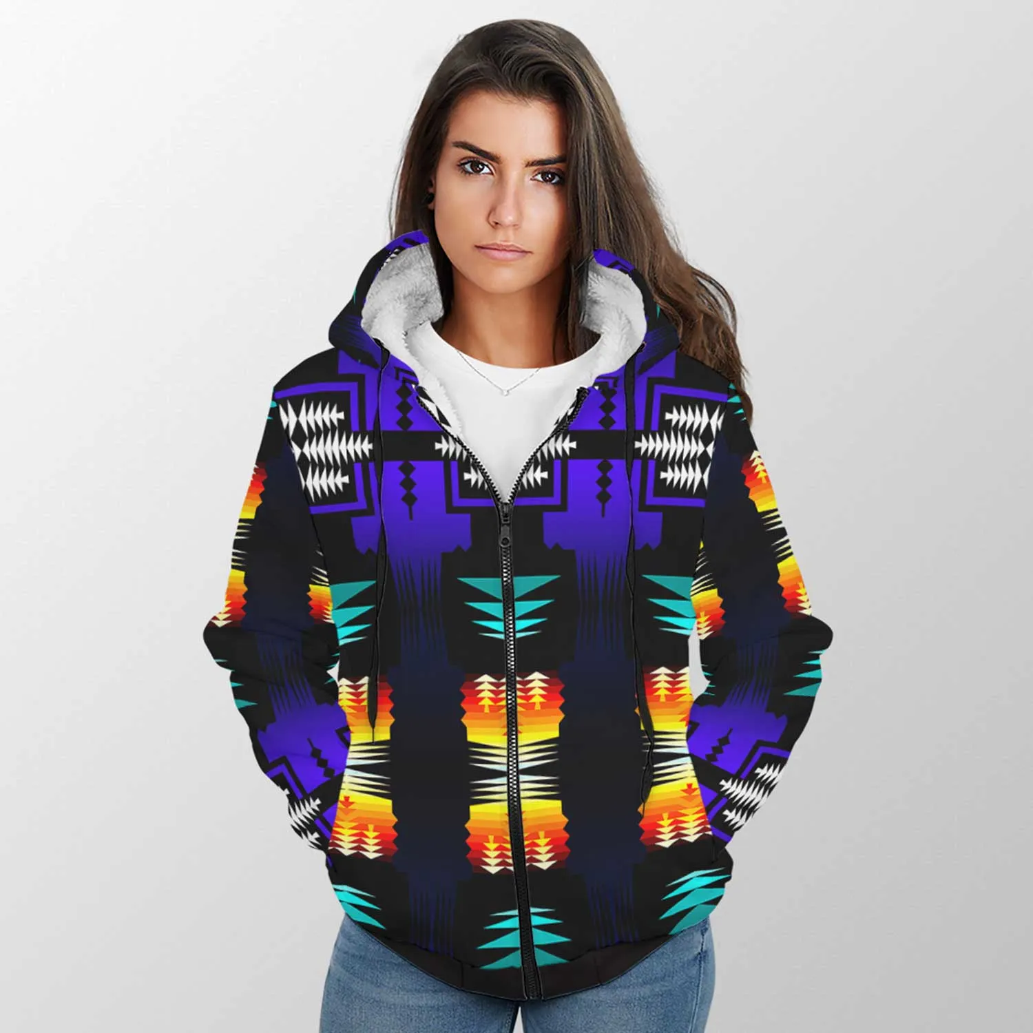 Midnight Sage Fire with Bearpaw Sherpa Hoodie