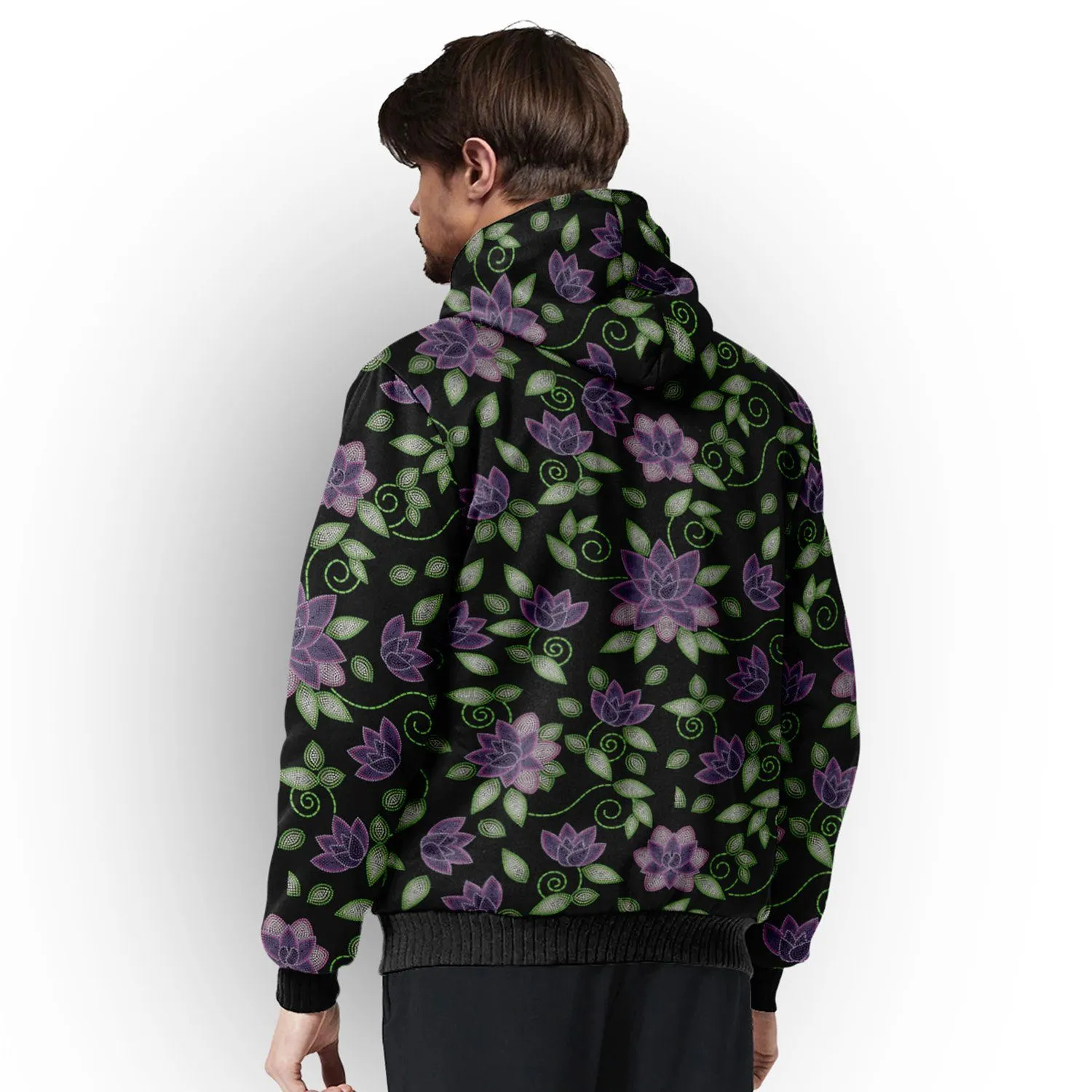 Purple Beaded Rose Sherpa Hoodie
