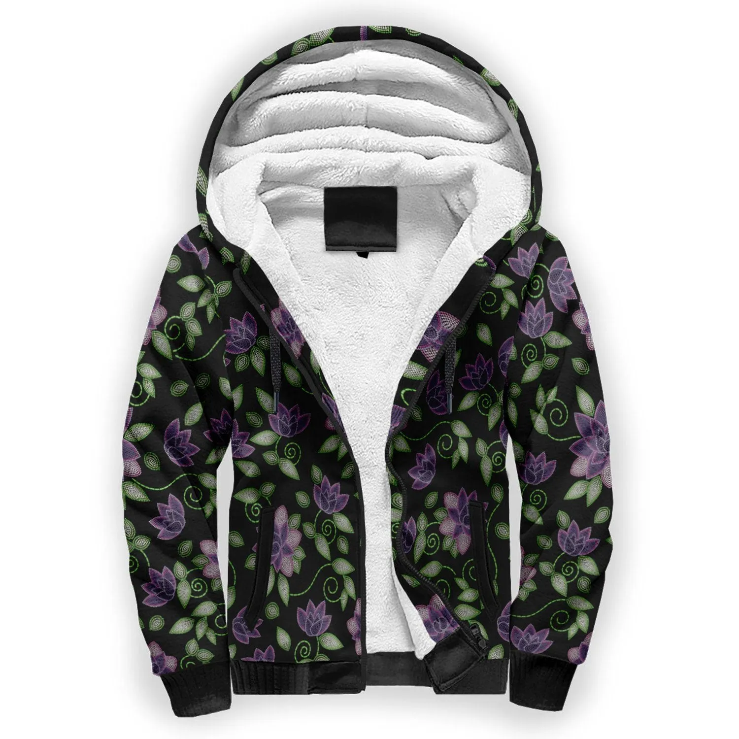 Purple Beaded Rose Sherpa Hoodie
