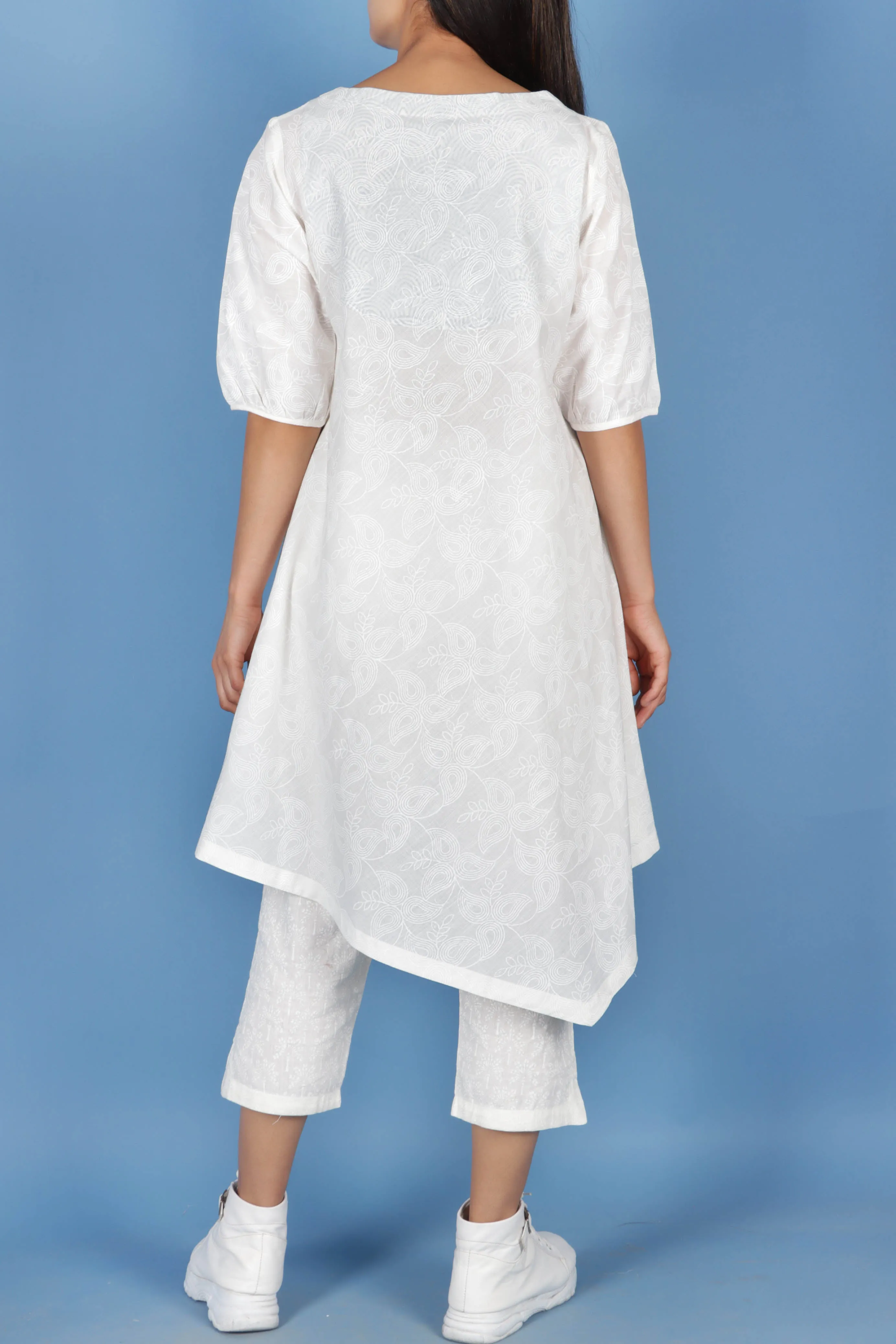 Slub Cotton Katori Top In Textured Block Print