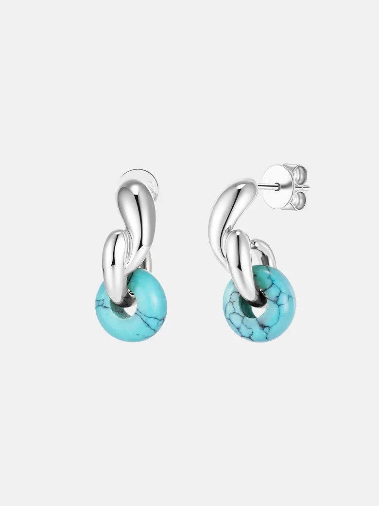 Totem Turquoise Paisley Silver Earrings