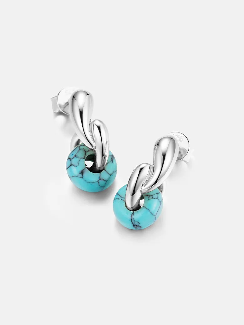 Totem Turquoise Paisley Silver Earrings